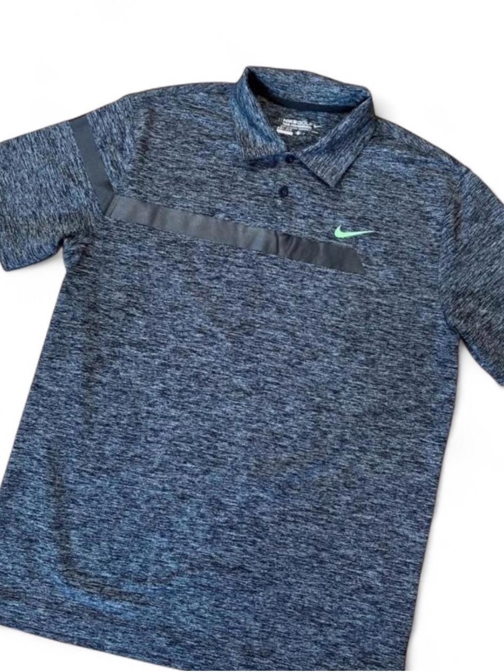 Nike Heathered Navy Polo with Mint Swoosh